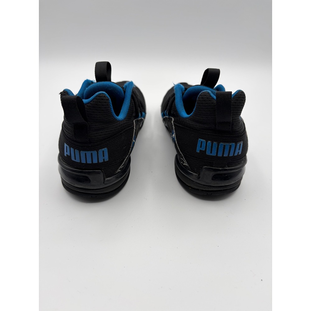Puma Axelion Lightning Sneakers Kids Size 2C Black Blue Athletic Running Shoes - Picture 4 of 9